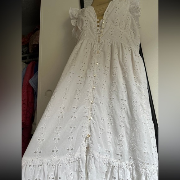 $208 Gorgeous Eyelet Cleobella Brielle Midi Dress Ivory white Size L Price FIRM - Picture 10 of 16